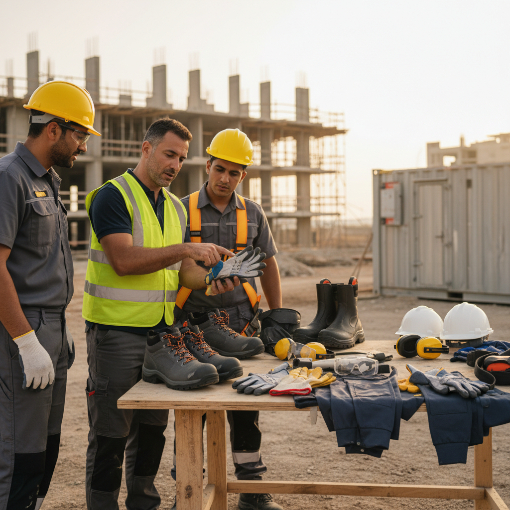 תמונה זו נוצרה על ידי NOVITA בינה מלאכותית בגדי עבודה, נעלי עבודה, ציוד בטיחות, כפפות עבודה